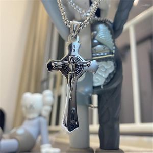 Collane con ciondolo Acciaio inossidabile Cristo Gesù Bibbia Croce Moda Nome Struttura in metallo Accessori Collana di gioielli