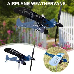 Metal Airplane Weathervane Piper J3 Cub Wind Spinner Plane Wind Roof Home Decor Outdoor Indicator Garden Direct Windmill U4I3 L230620