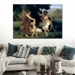 Leinwandkunst, klassisches Porträt, pastorale Erholung, Gemälde von William Adolphe Bouguereau, handgefertigt, luxuriöse Wanddekoration