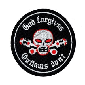 GOD Forgives Outlaw Don't Motorcycle Embroidered Patch Biker Iron On Patch for Jacket Vest Rider Embroidery Patch F220H