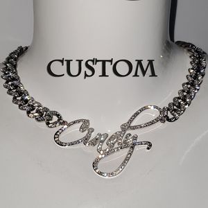 Collane con ciondolo Personalizzato Parole in acciaio inossidabile Nome Collana 1.2cm Catena cubana Miami Cuban Link per uomo Donna Gioielli hip hop 230710