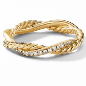 With Side Stones Rings Petite Band Ring in 18K Yellow Gold Color Pav Diamonds 230710