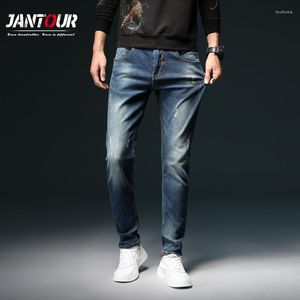 Men's Jeans Brand Autumn Winter Slim Elastic Retro Italy Fashion Classic Style Denim Pants Trousers Male