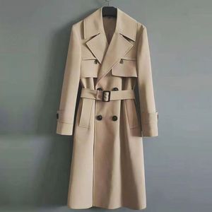 Men's high-end trench coat Knee-length double-breasted long trench coat new men's size S-6XL