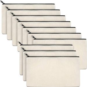 Astucci per matite 10PCS Canvas Zipper Multifunzionale Blank Sacchetti artigianali fai-da-te Custodia per gioielli cosmetici Custodia per viaggi scolastici a casa 230707