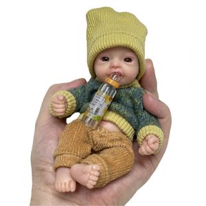 Puppen Schöne 6 Zoll Palm geborene Babys Ganzkörper Silikon Jungen Reborn Bebe Corpo De Inteiro 230710