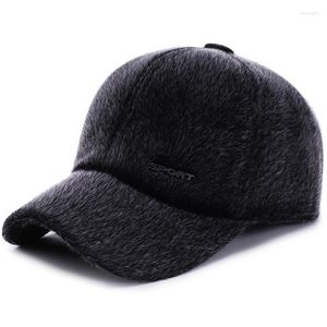 Ball Caps HT2072 Erkekler Cap Sonbahar Kışla Sahte Şapka Kalın Sıcak Beyzbol İçin Şapka Earflap ile Ayarlanabilir Snapback