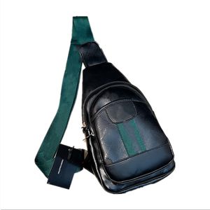 Marca masculino Day Packs PU Chest Bag Women's Shoulder Bag Color Stripe Straddle Bag Fashion Large Capacity black 2612#