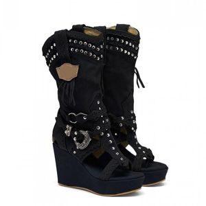 Сандалии Mujer Sapato Feminino High Heels Ladies Angle Boots обувь ретро -холст ковбойские сапоги женская обувь на заказ сандалии женщин 230711