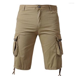 Shorts Masculino Verão Algodão Militar Tático Caminhada Solto Moda Masculina Casual Marca Curto Masculino Bolsos Remendados Carga