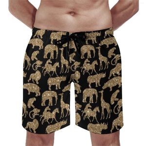 Shorts pour hommes Wild Animal Board Golden Glitter Print Beach Pants Big Size Swim Trunks Male