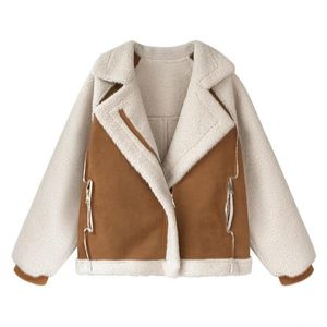 パンツ新しい女性冬のフェイクファースエードジャケットコート厚い暖かい子羊ウールテディコートレディースルーズ特大のアウトウェアトップ2023 NEW