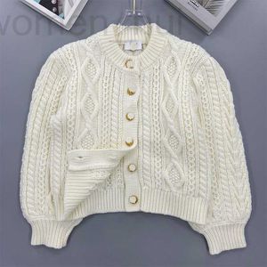 Damska dzianina Tees projektant CE Family Dzianina wokół dekoltu Lantern Sleeve Cardigan Leniwy stylowy płaszcz Off White Top 2022 Jesień/zima Nowy QIGY