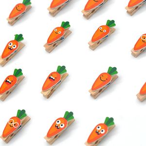 10pcs/set Cartoon Carrot Shape Mini Wooden Clips Kawaii Clear Binder Pos Tickets Notes Letter Decoration Clip Stationery