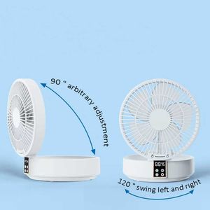 Elektrikli Fan Kameraları 4000mAH Pil Katlanabilir Taşınabilir Elektrik Hava Soğutma Masası Fan Fan USB Şarj Edilebilir Kontrol Dolaşım Duvarı Monte Fan