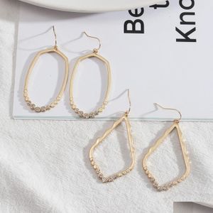 Stud Designer Frame Teardrop Earrings For Women Fashion Jewelry Painting Metal Water Drop Hollow Out Statement Delivery Dhudl