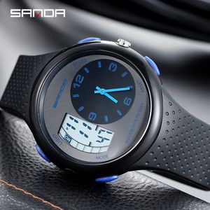 SANDA Orologio sportivo da uomo con doppio display Orologio multifunzione al quarzo impermeabile casual Moda Personalità di lusso Relogio Masculino