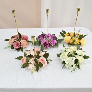 Decorative Flowers Small Candlestick Wreath Artificial Rose Beautiful Silk For Bouquet Home Party Christmas Wedding Decoration