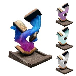 Other Toys Novelty Wizard Magic Dice Tower Moving Resin Big Book Statue Modern Sculpture Home Decor Crafts Ornaments Gifts 2023 230710