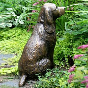 HOT Springer Spaniel Estátua Decoração de Jardim Resina Animal Cão Escultura Quintal Gramado Ornamento Decorativo Ao Ar Livre L230620