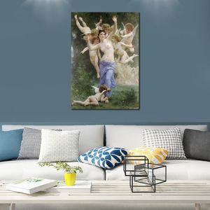 The Hearts Awakening William Adolphe Bouguereau Painting Classical Canvas Art Replica Hand Painted Artwork Hotel Room Decor