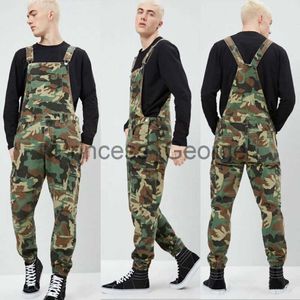 Outros Vestuário Elegante Masculino Camuflado Macacão de Trabalho Babador e Cinta Jeans Envelhecido Camuflado Combat Macacão Macacão Calças Casuais x0711