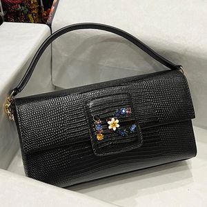 Square Clutch Bag Fashion Crossbody Bags Handbags High Quality Cowhide Lizard Pattern Women Flap Shoulder Purse Magnetic Buckle Cell Phone Pocket Lady Wallets