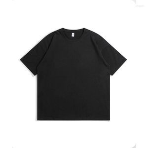 T-shirt da uomo di alta qualità girocollo oversize in cotone pettinato camicia da uomo corta casual tinta unita 220g T-shirt a manica leggera