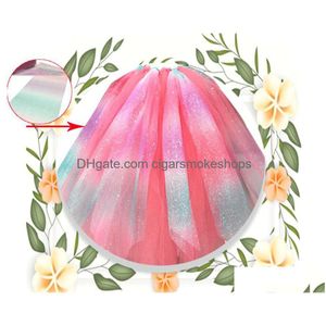 Decorazione per feste 10 Yard/Rotolo Arcobaleno Glitter Tle Roll Paillettes Cristallo Organza Tessuto trasparente Fai da te Regalo Tutu Gonna Casa Xb Dhghm