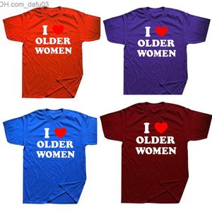 Herren-T-Shirts, lustig, ich liebe ältere Frauen, Herz, heiße Mütter, T-Shirts, Sommerstil, Grafik, Baumwolle, Streetwear, kurzärmelig, Geburtstagsgeschenke, T-Shirt für Männer, Z230711