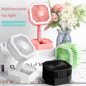 Electric Fans Electric Fan Portable Desktop Fan Outdoor Camping Fan With Night Light Low Buller Foldbara Air Circulators Cooling barnvagnsfläkt