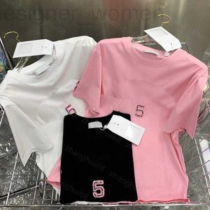 レディース Tシャツ デザイナー 23ss tシャツ レディース 婦人デザイナー服 ラウンドネック 純綿 ハンドメイド ビーズ刺繍 アルファベット シンプル 半袖