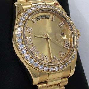 Luxury DJ Factory 2813 Automatic movement II President 218238 18K Yellow Gold 41mm Diamond Bezel Dial Stainless Steel Diving with Original Box