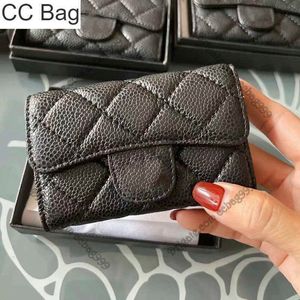 CC Bag Vintage Flap Mini Caviar Card Molders Black Grained Cowwhide Leather Equilted Designer Wallet French Hands Handbag Presh Portable Luxury Clutt Warts Women 11