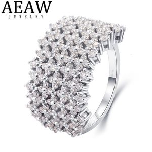 Com pedras laterais S925 Sterling Silver D Color 5 Row Flower Shape Ring High end Fine Jewelry For Women Wholesale 230710