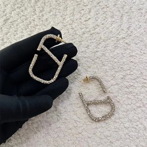 Kadınlar için Vintage Elmas Küpe Küpeler V Düğün Eşsiz Mektuplar Şekl Klasik Nişan Kaplama Altın Küpe Cjeweler Lüks ZB031 C23