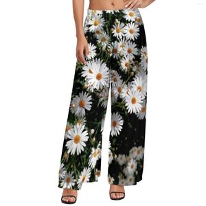 Women's Pants Daisy Marguerite Floral Flowers Beautiful Daisies Aesthetic Straight Wide Elastic High Waist Kawaii Trousers 5XL 6XL