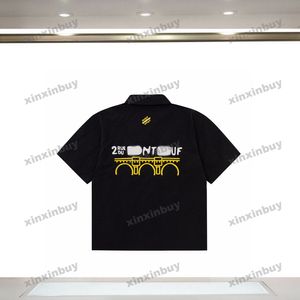 Xinxinbuy męska designerska koszulka t shirt 23ss kieszonkowa wieża paryska haft z krótkim rękawem bawełna damska czarny niebieski czerwony XS-2XL