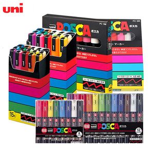 Canetas de pintura Uni Posca Canetas de tinta acrílica para pintura de rocha Marcadores de pintura para artesanato em pedra Faça você mesmo Fatias de madeira Ovo de Páscoa Cerâmica 230710