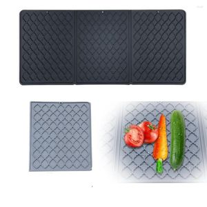 Table Mats Silicone Dish Drying Mat Collapsible Drain Pad Kitchen Countertop Draining Sink For Dishes Chopsticks Cups