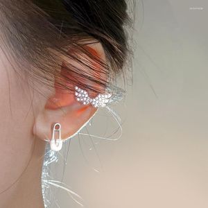 Stud Earrings Genuine 925 Sterling Silver Angel Wing Asymmetric Without Ear Holes Clip Fine Jewelry Accessories