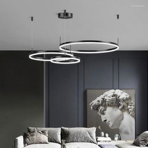 Lâmpadas pendentes Minimalismo moderno Circler Ring Luzes Led Living Sala de jantar Lustre Iluminação Interior Luster Pendurado Decoração da casa