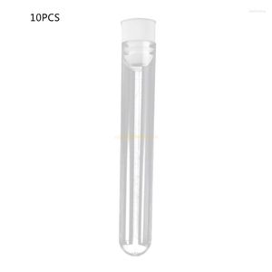 Tubos de ensaio transparentes práticos com tampas de rosca de plástico à prova de vazamentos para experimentos decoração de festa em casa armazenamento de doces 10Kit 63HD