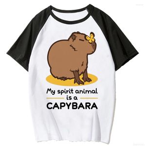 القمصان النسائية Capybara قميص النساء الشارع مانجا أنيمي تي شيرت فتاة الرسوم