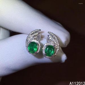 Örhängen KJJEAXCMY Fine Jewelry 925 Silver Natural Emerald Girl Elegant säljande öronstöd test kinesisk stil