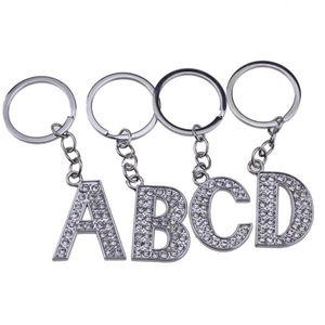 26Pcs Lot A-Z 3 2 Alloy Alphabet Letter Keyring Full Rhinestone Key Chain DIY Accessories189e