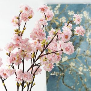 Flores decorativas 1 peça flor de cerejeira seda artificial para bricolage casa arranjo floral material de ramo festival decoração de loja plantas