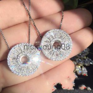 Подвесные ожерелья бренд круглые подвески имитации Diamond Real 925 Серебряный серебряный подвеска с ожерельем для женских свадебных ювелирных ювелирных изделий x0711