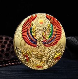 Sztuka i rzemiosło Nirvana Ognisty Ptak Złoto Srebro Biały Ptak Lin Feniks Moneta Druk w kolorze Pamiątkowa moneta