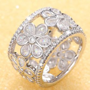 Huitan New Luxury Women Rings Modern Moday Design Wedding Frands Hollow Out Pinger Rings со сверкающими CZ 2023